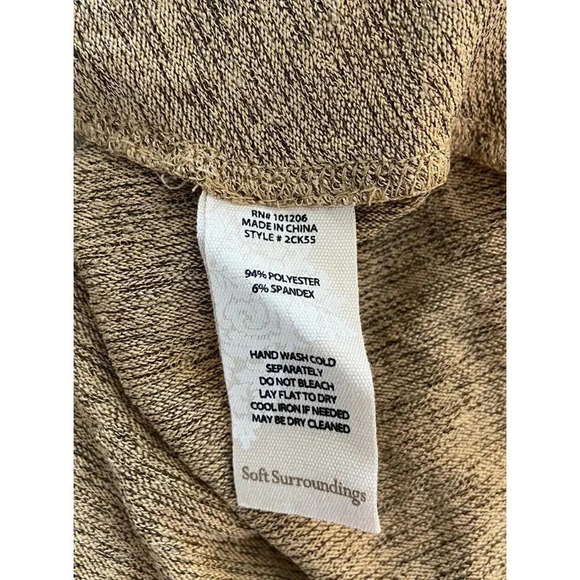 NWT Soft Surroundings Kerry Dress Tan Cowl Neck Smocked Waist Large L New - Picture 4 of 4